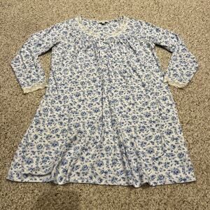 Eileen West Lace Trim Nightgown Sz S Floral Feminine Knee Length Trad Wife